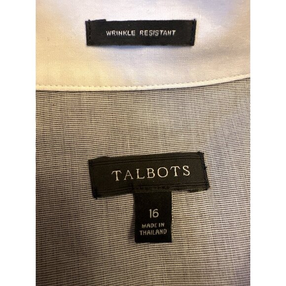 Wrinkle Resistant Talbots Button-Up Shirt Size 16 Gray 100% Cotton Long Sleeve - Picture 2 of 4
